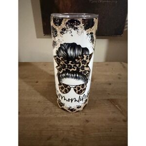 Zone Grace Mom Life Leopard Print 20oz Stainless Steel Skinny Tumbler with Lid
